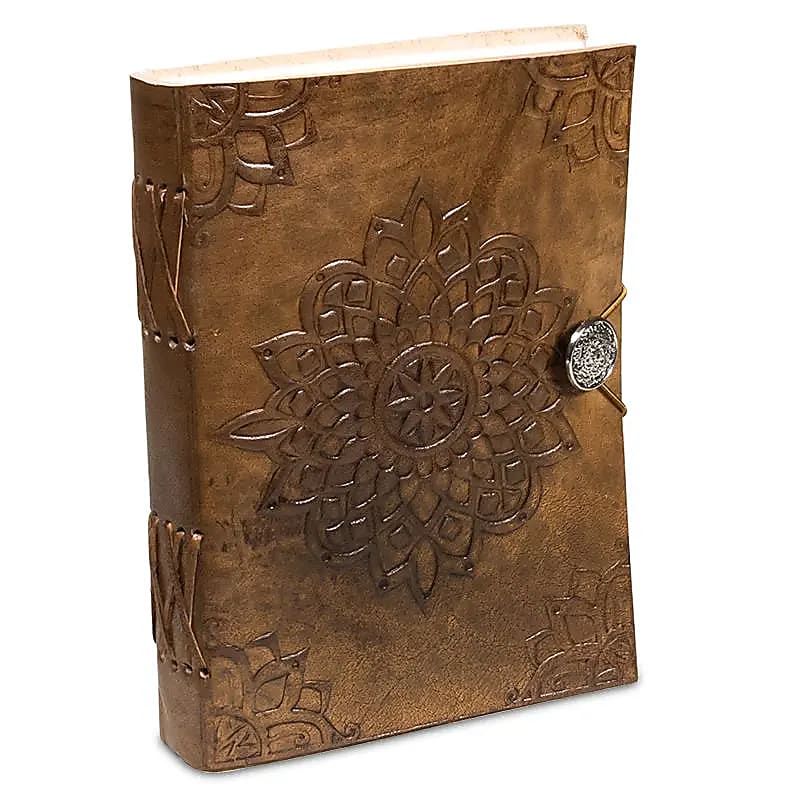 Synthetic leather notebook with esoteric patterns